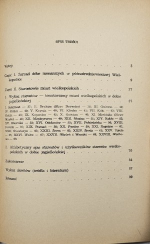 Gąsiorowski Antoni - Starostowie wielkopolskich miast królewskich w dobie jagiellońskiej. Warsaw-Poznan 1981 PWN.