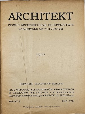 Architect. A journal of architecture, construction and the art industry. 1922-1923.