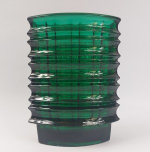 proj Jan Sylwester Drost (1934-2024), Optical vase in green, HSG Ząbkowice