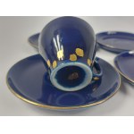 Zestaw elementów z serwisu Kajtek, Porcelit Pruszków, odcień granatowy ze złoceniami