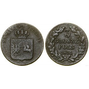 Polska, 3 grosze, 1831 KG, Warszawa