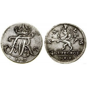 Pomorze, 4 dobre grosze (4 Gutegroschen), 1759 OHK, Strzałów