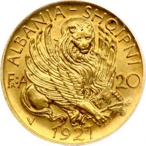 Albania 20 Franga Ari 1927 V Skanderbeg PCGS MS 63