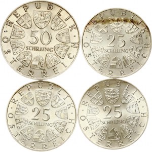 Austria 25 i 50 Schilling 1968-1973 Zestaw 4 monet