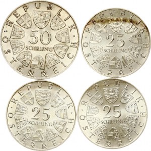 Austria 25 & 50 Schilling 1968-1973 Lot of 4 coins