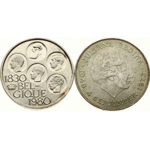 Belgio 500 franchi 1980 e Paesi Bassi 10 Gulden 1973 Lotto di 2 monete