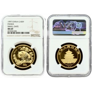 China 100 Yuan 1997 Panda Small Date NGC MS 69