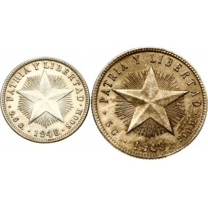 Cuba 10 Centavos 1948 & 20 Centavos 1949 Lot of 2 coins