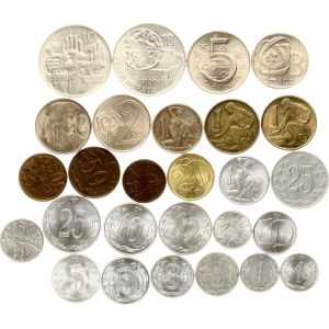 Cecoslovacchia 1 Haler - 10 Korun 1946-1974 Lotto di 27 monete