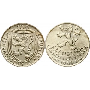 Czechoslovakia 100 Korun 1949 & 1951- Lot of 2 coins