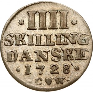 Danimarca 4 Skilling 1728 CW