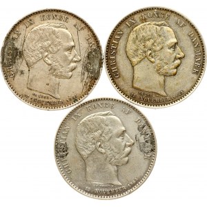Denmark 2 Kroner 1888 Anniversary of Reign Lot of 3 coins