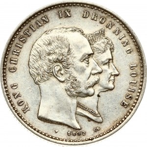 Danimarca 2 Corone 1892 CS Nozze d'oro