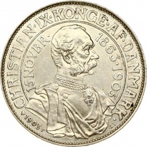 Danimarca 2 Corone 1903 P GJ Anniversario del Regno