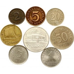 Estonia 5 Marka - 2 Krooni 1922-1993 Lot of 8 coins