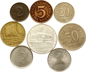 Estonie 5 Marka - 2 Krooni 1922-1993 Lot de 8 pièces