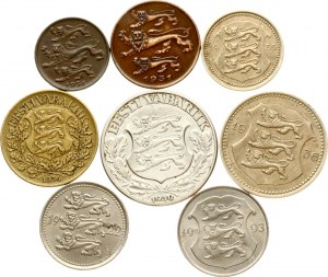 Estonie 5 Marka - 2 Krooni 1922-1993 Lot de 8 pièces