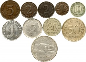 Estonie 5 Marka - 2 Krooni 1922-1995 Lot de 10 pièces