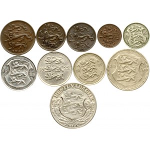 Estonia 5 Marka - 2 Krooni 1922-1995 Lot of 10 coins