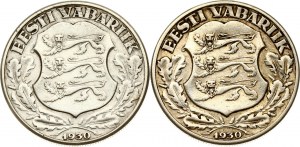 Estonia 2 Krooni 1930 Toompea Fortress Lot of 2 coins