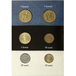 Estonia 10 Senti - 5 Krooni 1992-2003 Set di monete estoni in circolazione Lotto di 6 monete
