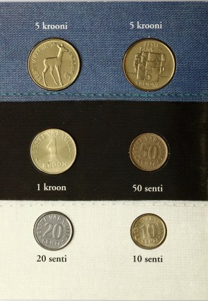 Estonia 10 Senti - 5 Krooni 1992-2003 Estonian circulation coins Set Lot of 6 coins