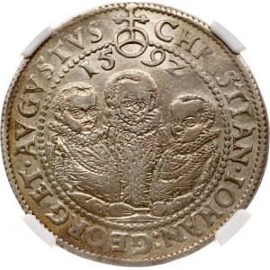Germania Sassonia 1/2 Taler 1592 HB NGC AU DETTAGLI