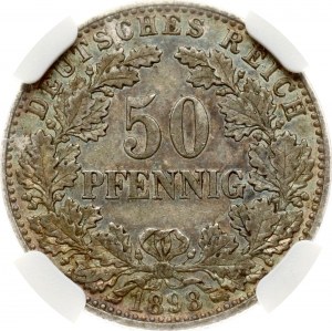 Germany 50 Pfennig 1898 A NGC AU 55