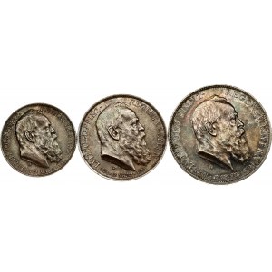 Germania Baviera 2 - 5 marchi 1911 D Principe Reggente Luitpold Set di 3 monete