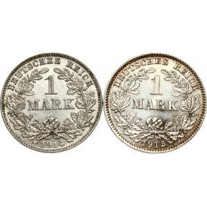 Germany 1 Mark 1914 J & 1915 E Lot of 2 coins