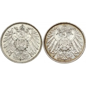 Germany 1 Mark 1914 J & 1915 E Lot of 2 coins