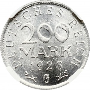 Germany Weimar Republic 200 Mark 1923 G NGC MS 66