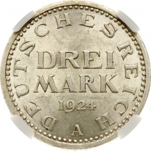 Germany Weimar Republic 3 Mark 1924 A NGC MS 63
