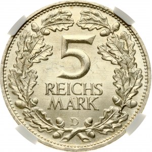 Germany Weimar Republic 5 Reichsmark 1925 D Rhineland NGC MS 64