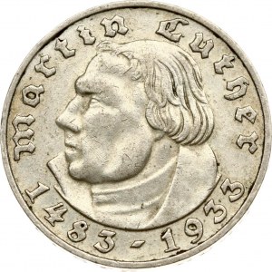 Germany Third Reich 2 Reichsmark 1933 D Martin Luther