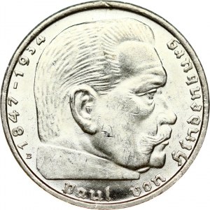 Germany Third Reich 2 Reichsmark 1938 B Paul von Hindenburg