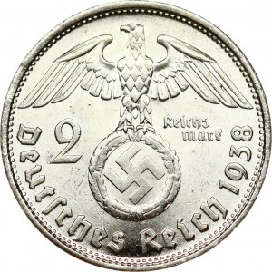 Germany Third Reich 2 Reichsmark 1938 B Paul von Hindenburg