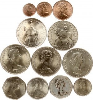 Great Britain 1/2 New Penny - 5 Shillings 1953-1977 Lot of 12 coins