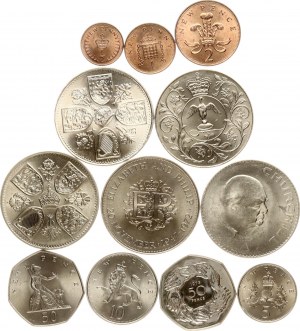 Great Britain 1/2 New Penny - 5 Shillings 1953-1977 Lot of 12 coins