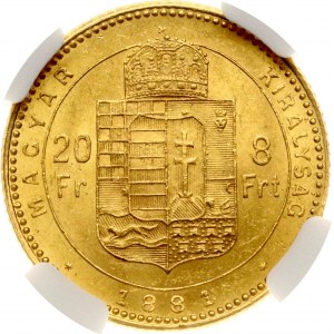 Ungheria 20 Franchi / 8 Fiorini 1881 KB NGC MS 61