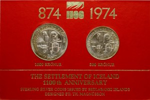 Islande 500 et 1000 couronnes 1974 1er règlement Lot de 2 pièces