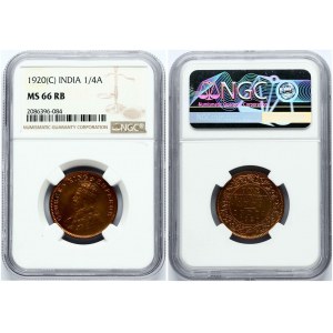 India britannica 1/4 Anna 1920 (C) NGC MS 66 RB