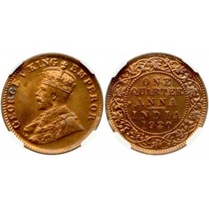 India britannica 1/4 Anna 1920 (C) NGC MS 66 RB