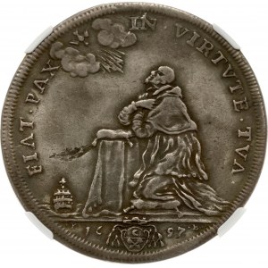 Italia Città del Vaticano Stato Pontificio 1/2 Piastra 1697 NGC VF DETTAGLI