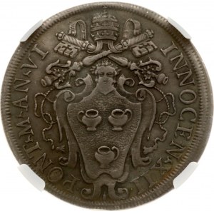 Italia Città del Vaticano Stato Pontificio 1/2 Piastra 1697 NGC VF DETTAGLI