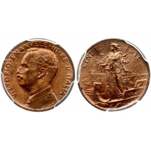 Italia 1 Centesimo 1916 R PCGS MS 64 RD