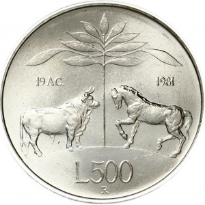 Italia 500 Lire 1981 R Morte di Virgilio