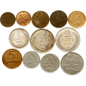 Lettonia 1 Santims - 2 Lati 1922-1932 Lotto di 12 monete