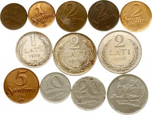 Latvia 1 Santims - 2 Lati 1922-1932 Lot of 12 coins