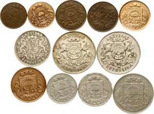 Latvia 1 Santims - 2 Lati 1922-1932 Lot of 12 coins